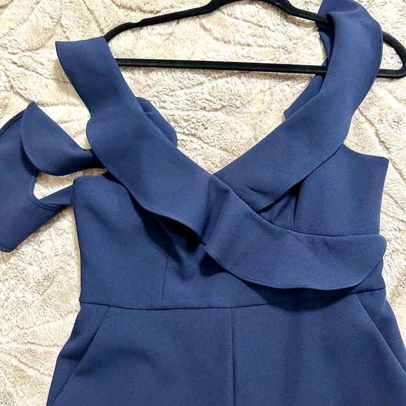 BCBGMaxAzria Midnight Blue Ruffle Jumpsuit - Picture 4 of 6